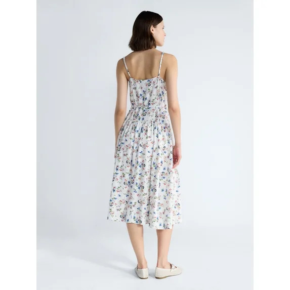 Free Assembly Women's Linen Blend Sleeveless Belted Midi Dress, Sizes XS-XXL | Walmart (US)