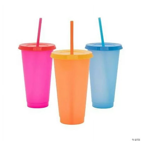 Color-Changing Tumblers with Lids & Straws - 6 Ct. Party Party Supplies 6 Pcs | Walmart (US)