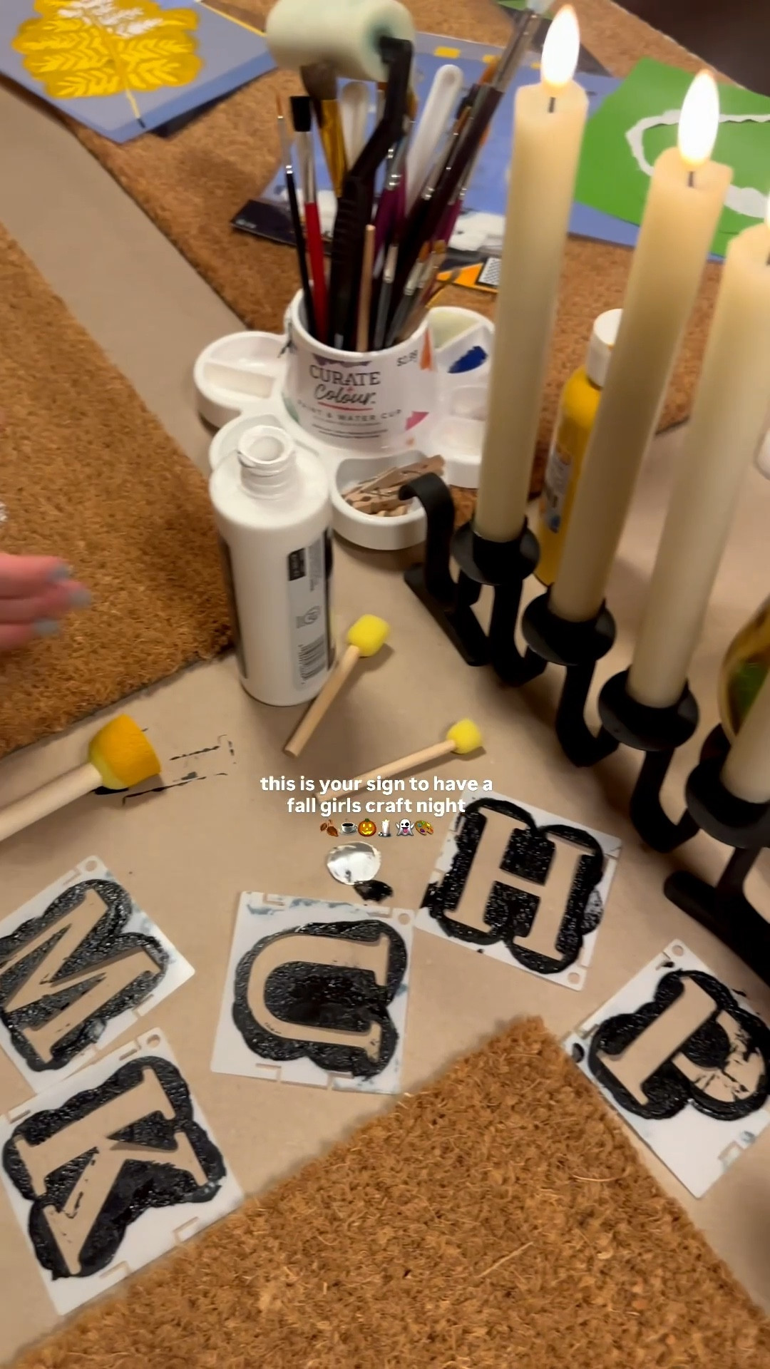 a girls fall Craft night making DIY fall and Halloween doormats!

#LTKSeasonal #LTKHome #LTKHalloween