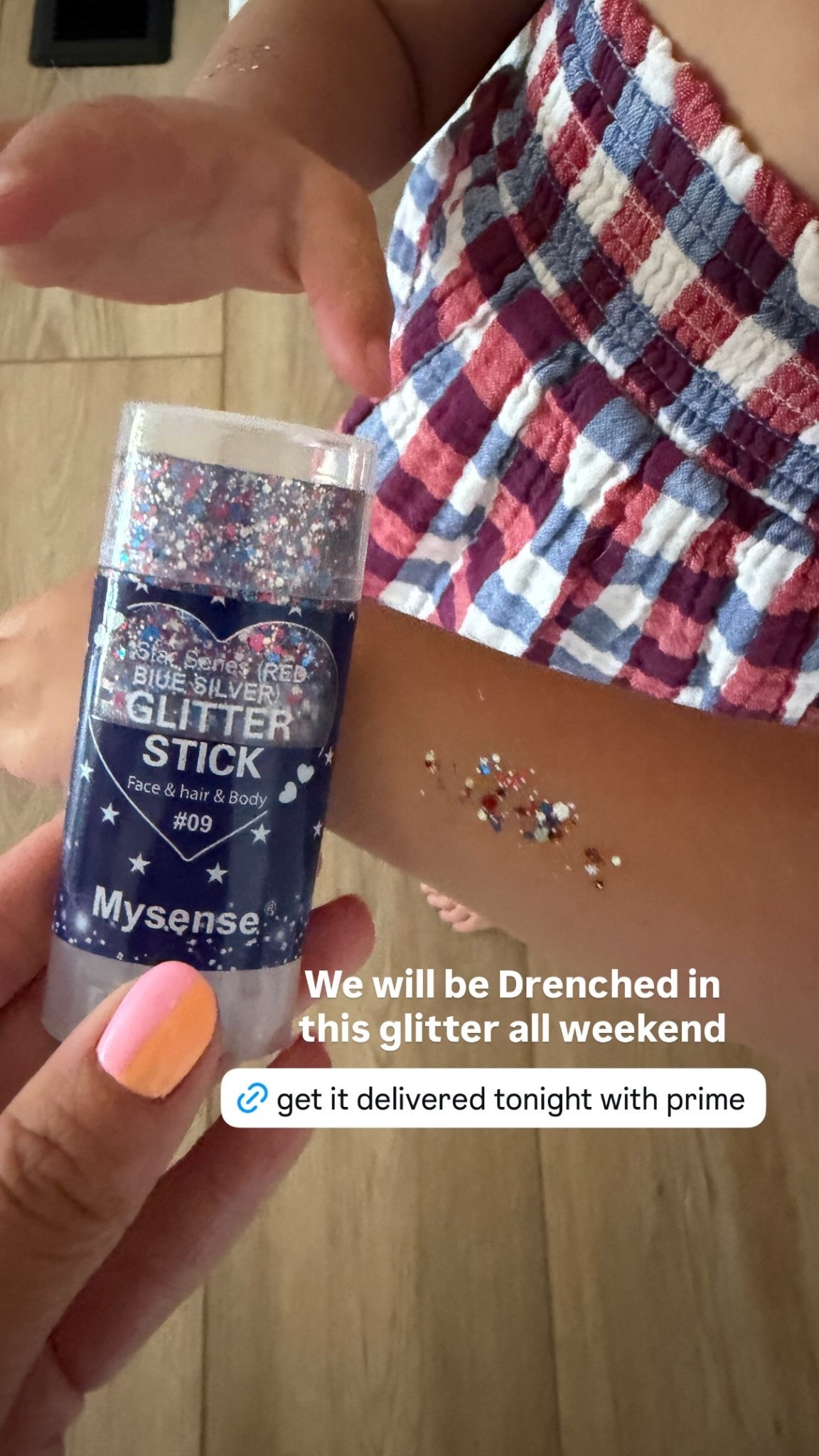We will be Drenched in this red and white blue body  glitter all weekend