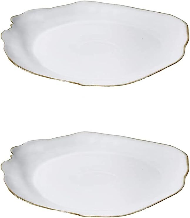 Serene Spaces Living Set of 2 Large Free-Form Edge Glazed Ceramic Plate- Dinnerware for Vintage W... | Amazon (US)