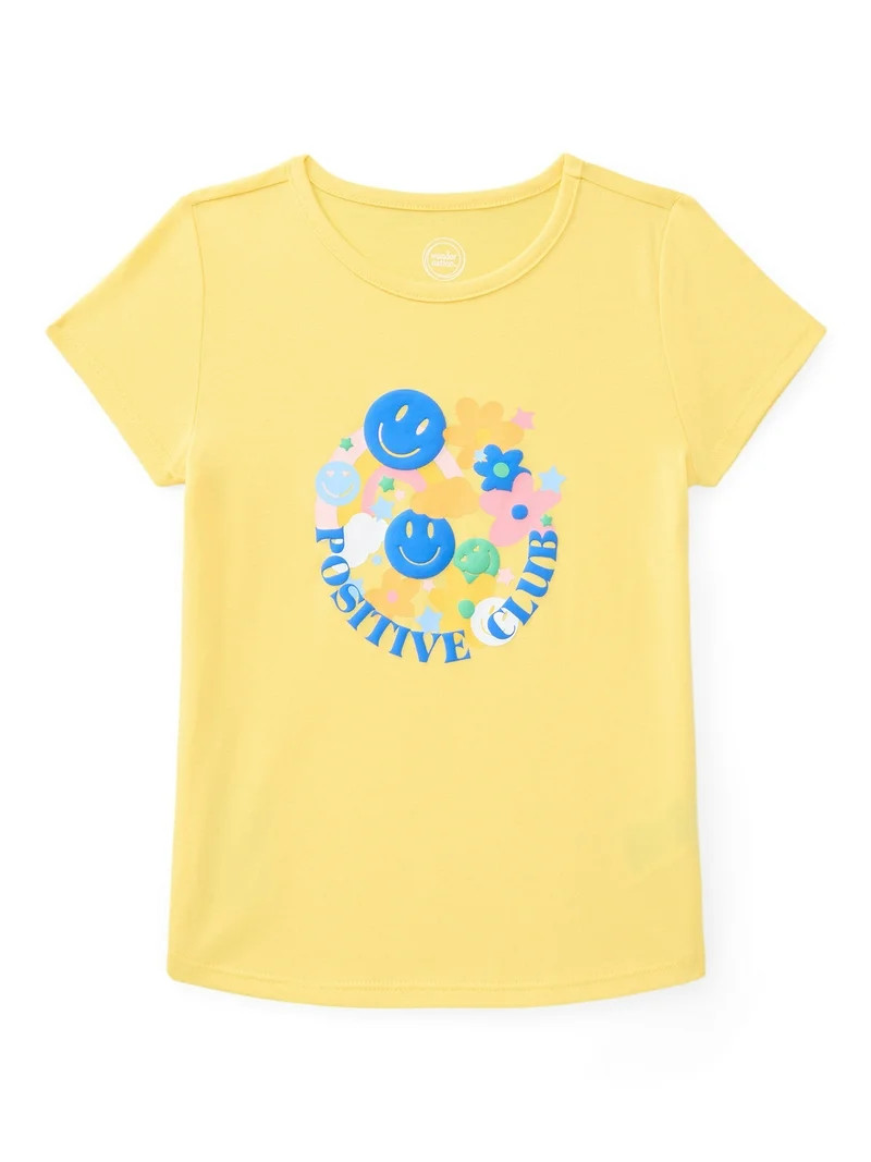 Wonder Nation Girls' Embellished Graphic Tee with Short Sleeves, Sizes 4-18 & Plus | Walmart (US)