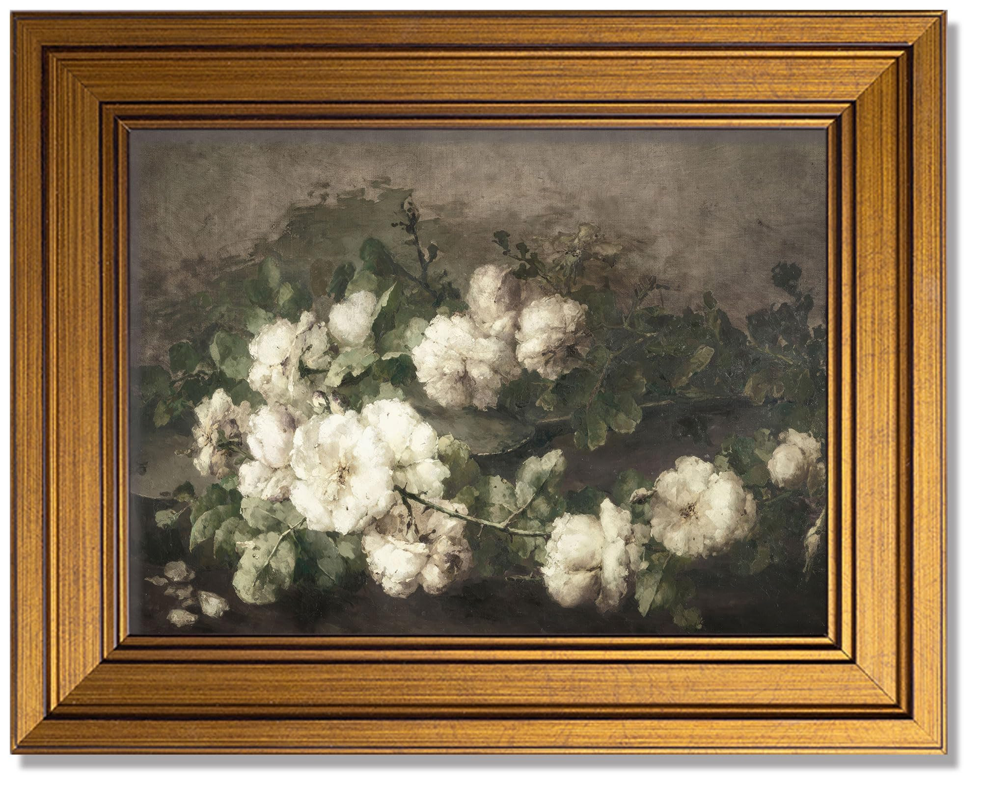 Gold Framed Vintage Wall Art for Room Decor White Rose Wall Decor Vintage Flower Canvas Prints Pa... | Amazon (US)