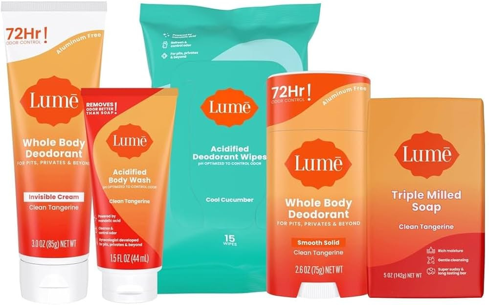 Lume Skin Care Gift Set for Women, Whole Body Deodorant Starter Pack -Smooth Solid Stick, Invisib... | Amazon (US)