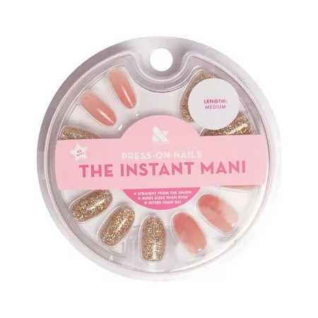 Olive & June Press-on Artificial Nails Oval Medium Glitter Party Pink 42 Count | Walmart (US)