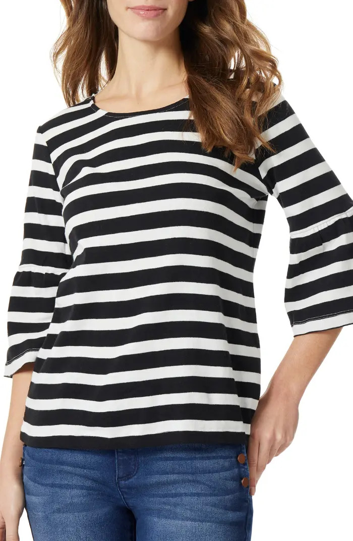 Stripe Flounce Sleeve Cotton Top | Nordstrom