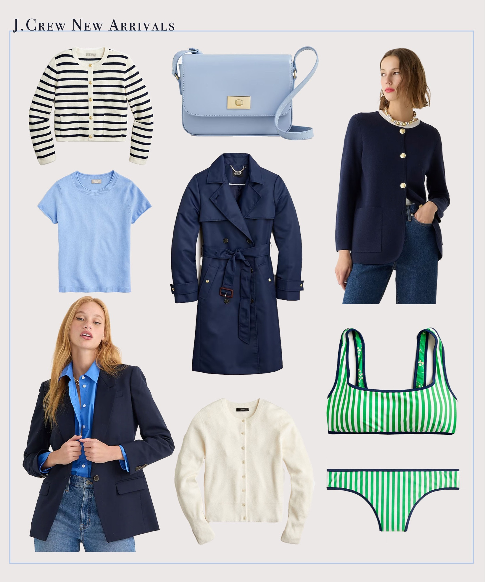 My new favorites from j.crews spring arrivals! Love the hues of blue and the stripes 🥰 #preppy #classicstyle #parisian #springoutfit #jcrew

#LTKSeasonal #LTKFind #LTKsalealert