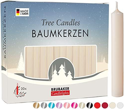 BRUBAKER Tree Candles - Pack of 20 - Champagne - 3¾ x ½ Inches (9.5 x 1.27cm) - Made in Europe ... | Amazon (US)