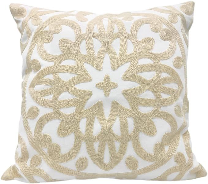 Alysheer Embroidered Decorative Throw Pillow Cover 18x18 inch, Boho Mandala Chic Knit Pattern 100... | Amazon (US)