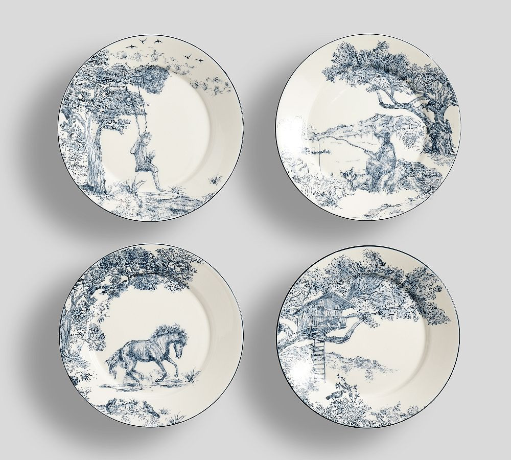 Brandon Maxwell Groveland Toile Salad Plates - Mixed Set of 4 | Pottery Barn (US)