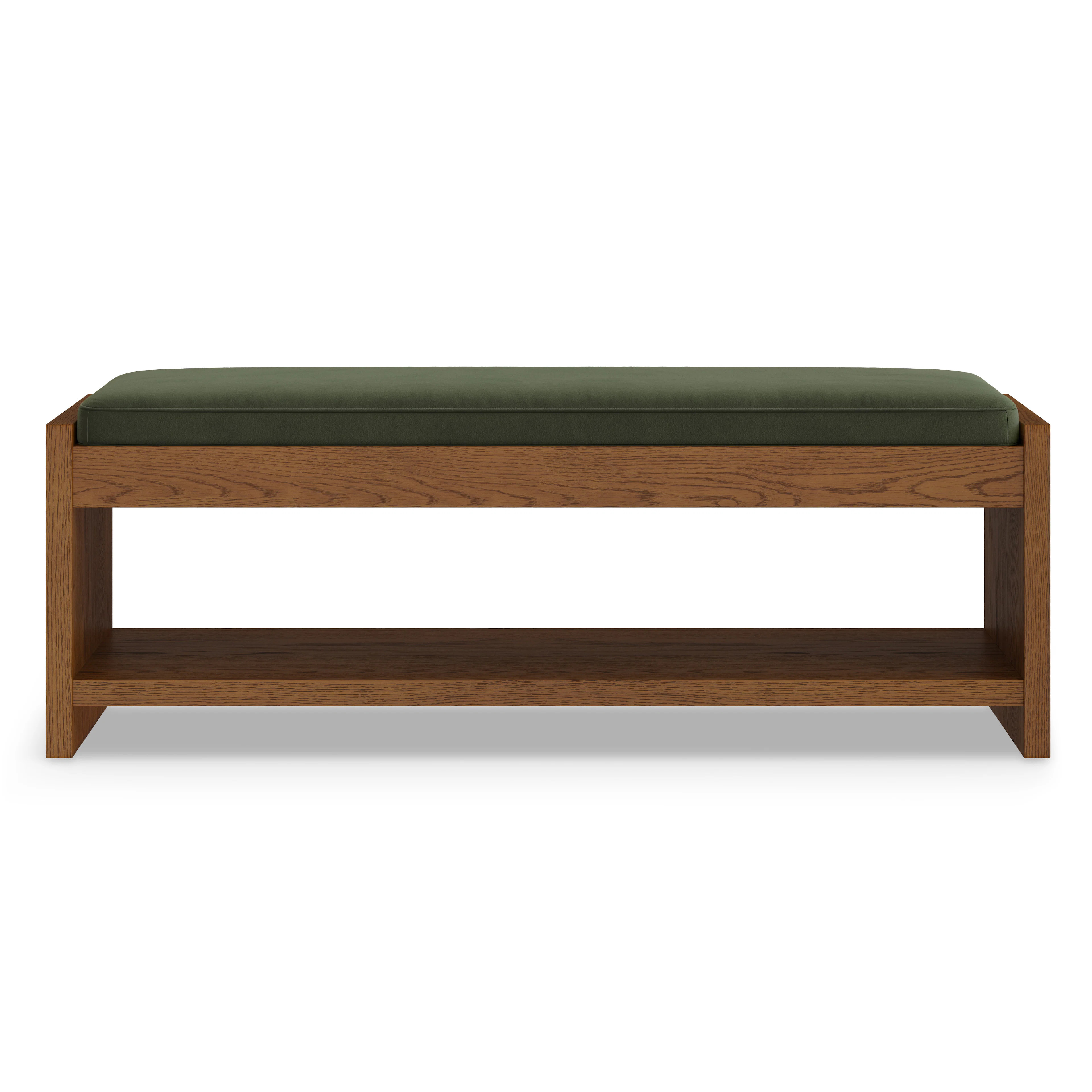Cassie 56" Velvet Bench - Smoked Oak and Hale Fir Green | Article