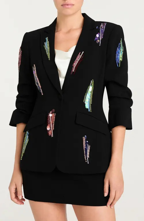 Cinq à Sept Sequin & Paillette Detail Jacket in Black/Multi at Nordstrom, Size 6 | Nordstrom