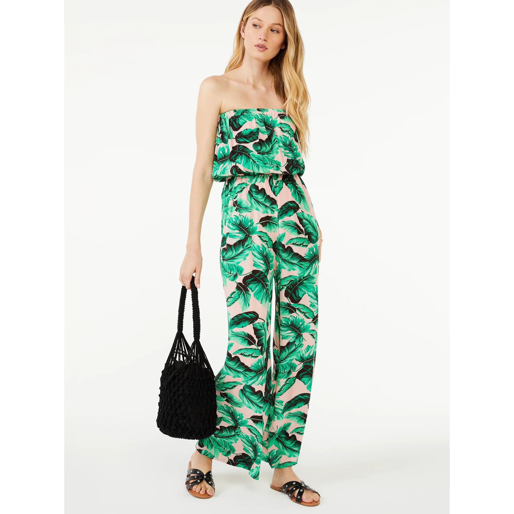 Scoop Women's Printed Strapless Jumpsuit | Walmart (US)