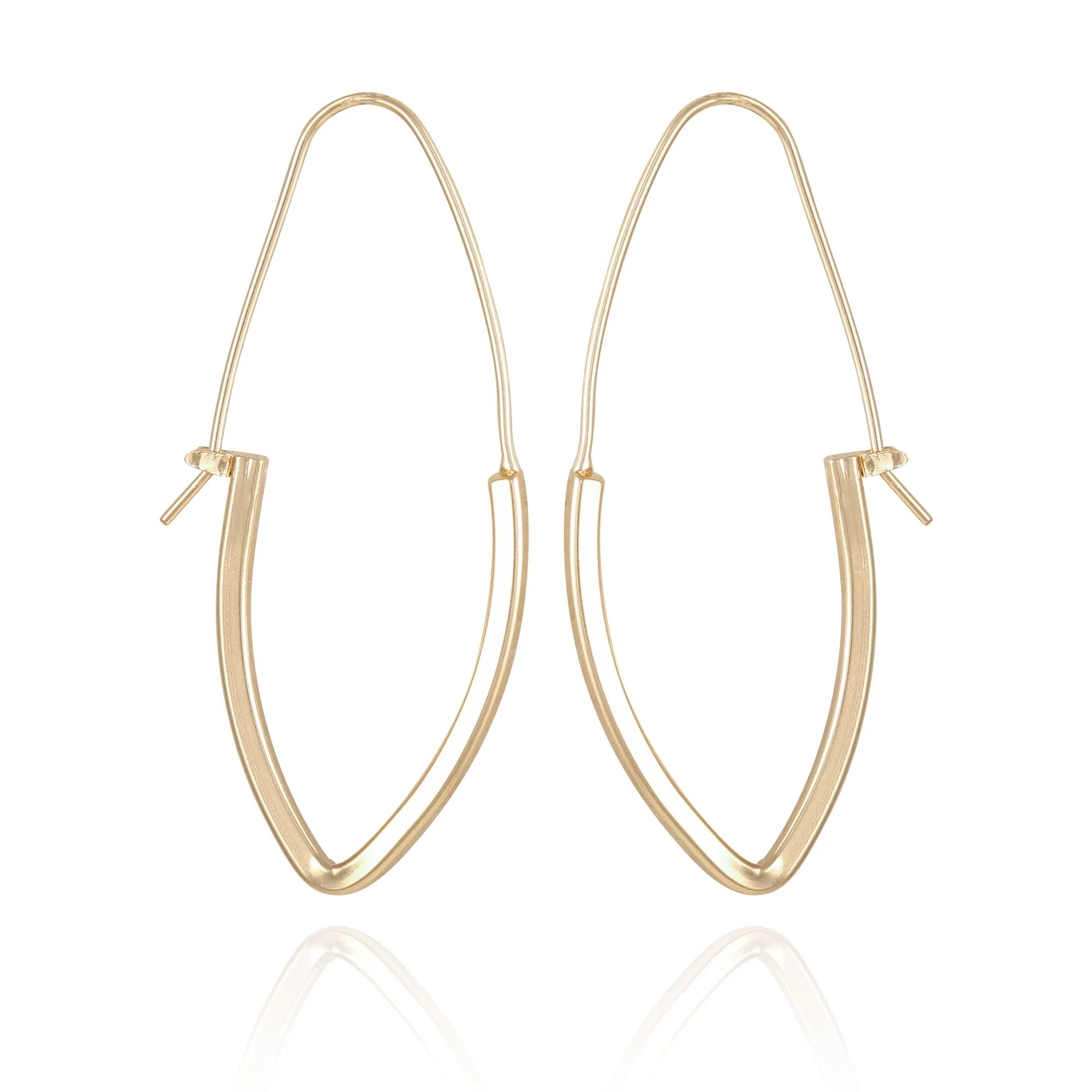 Time and Tru Women's Oblong Imitation Gold Metal Hoop Earrings. Modern Fashion Basic | Walmart (US)