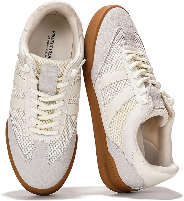 Project Cloud Genuine Leather Casual Sneakers for Women - Memory Foam Insoles Lace-Up Womens Shoe... | Amazon (US)
