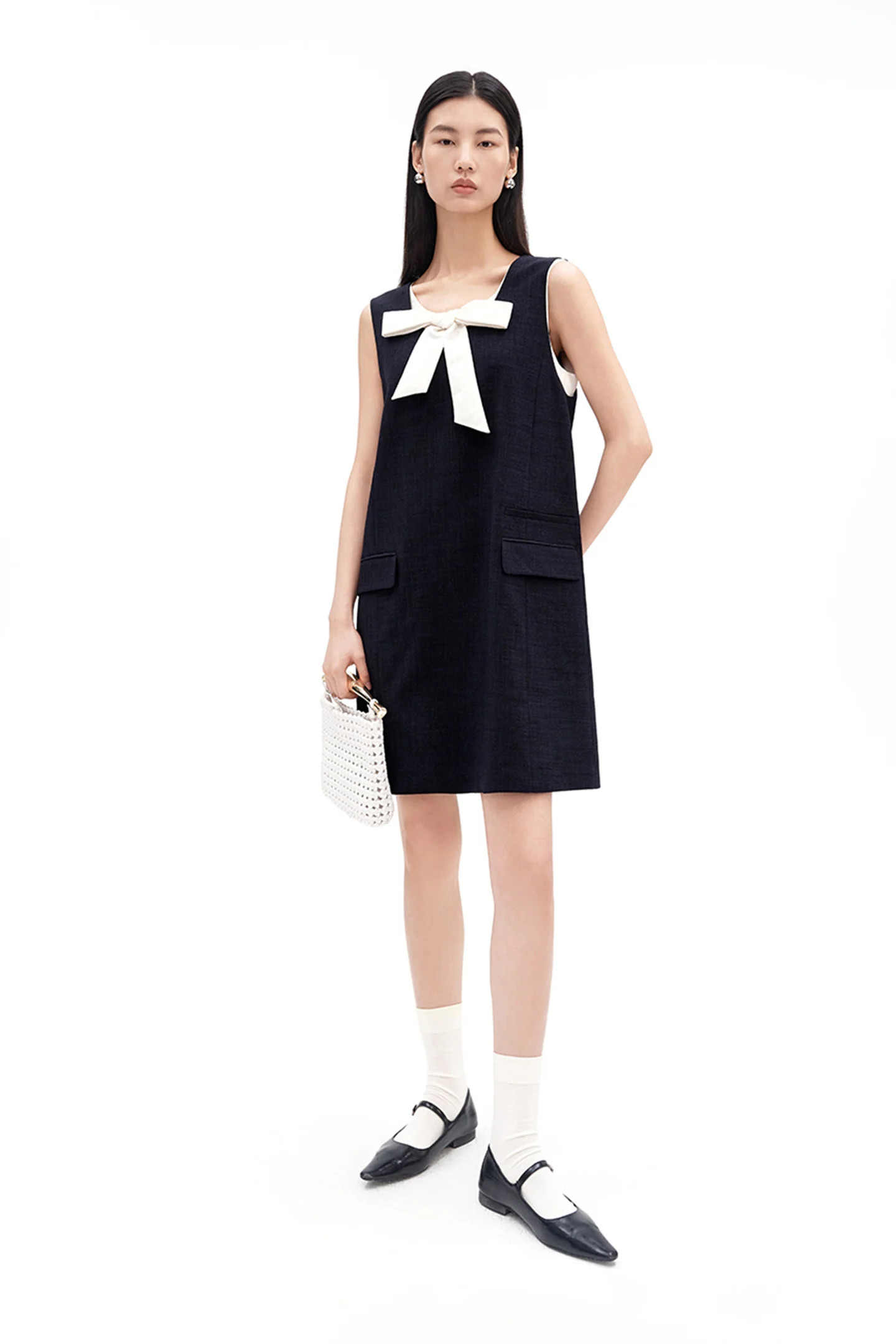 Bow-Detail U-Neck Dress | SELFWHO