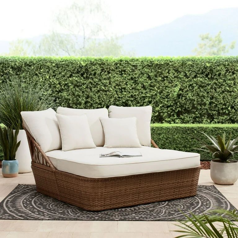 Better Homes & Gardens Willow Sage All-Weather Wicker Outdoor Daybed, Beige | Walmart (US)