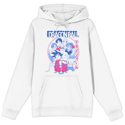 Dragon Ball Limited Color Group Shot Women's White Long Sleeve Hooded Sweatshirt-Small | Target