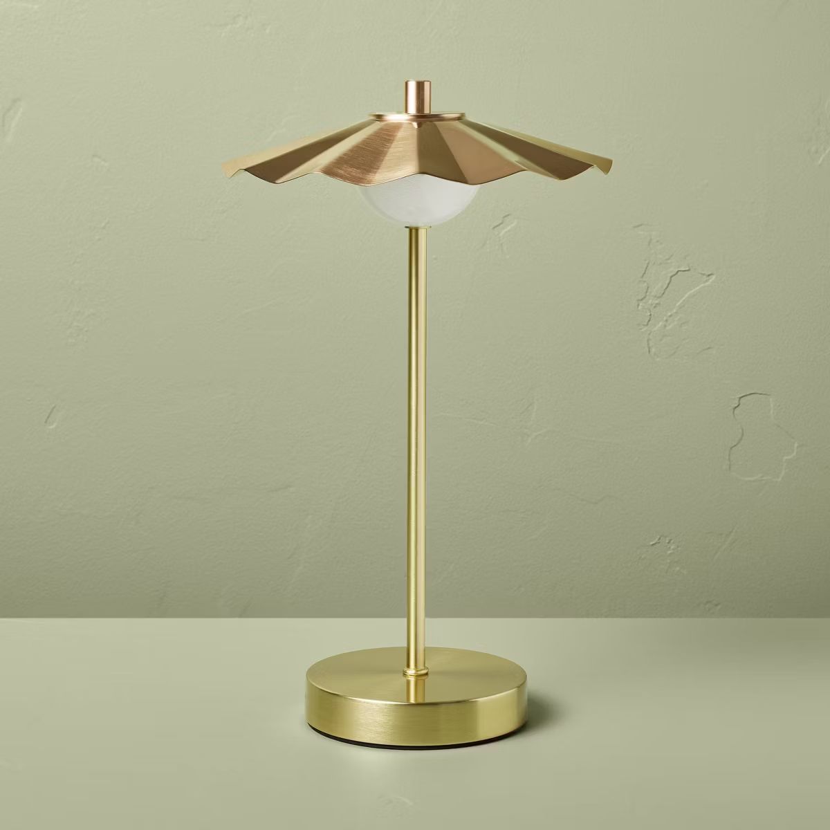 Portable Scallop Shade Table Lamp Brass/Copper (Includes LED Light Bulb) - Hearth & Hand™ with ... | Target