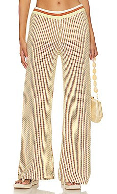 MONROW Crochet Wide Leg Pants in Off White, Faded Lime & Coconut from Revolve.com | Revolve Clothing (Global)