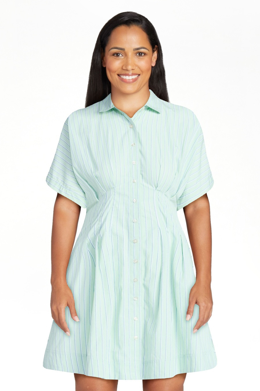 Free Assembly Women's Cotton Corset Mini Shirtdress with Short Sleeves, Sizes XS-XXL | Walmart (US)