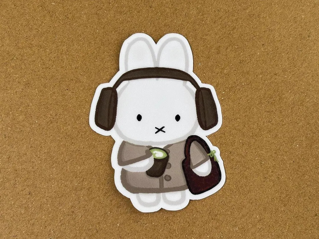 matcha miffy inspired vinyl sticker – handmade laminated kawaii bunny decal, cute cozy soft gir... | Etsy (US)