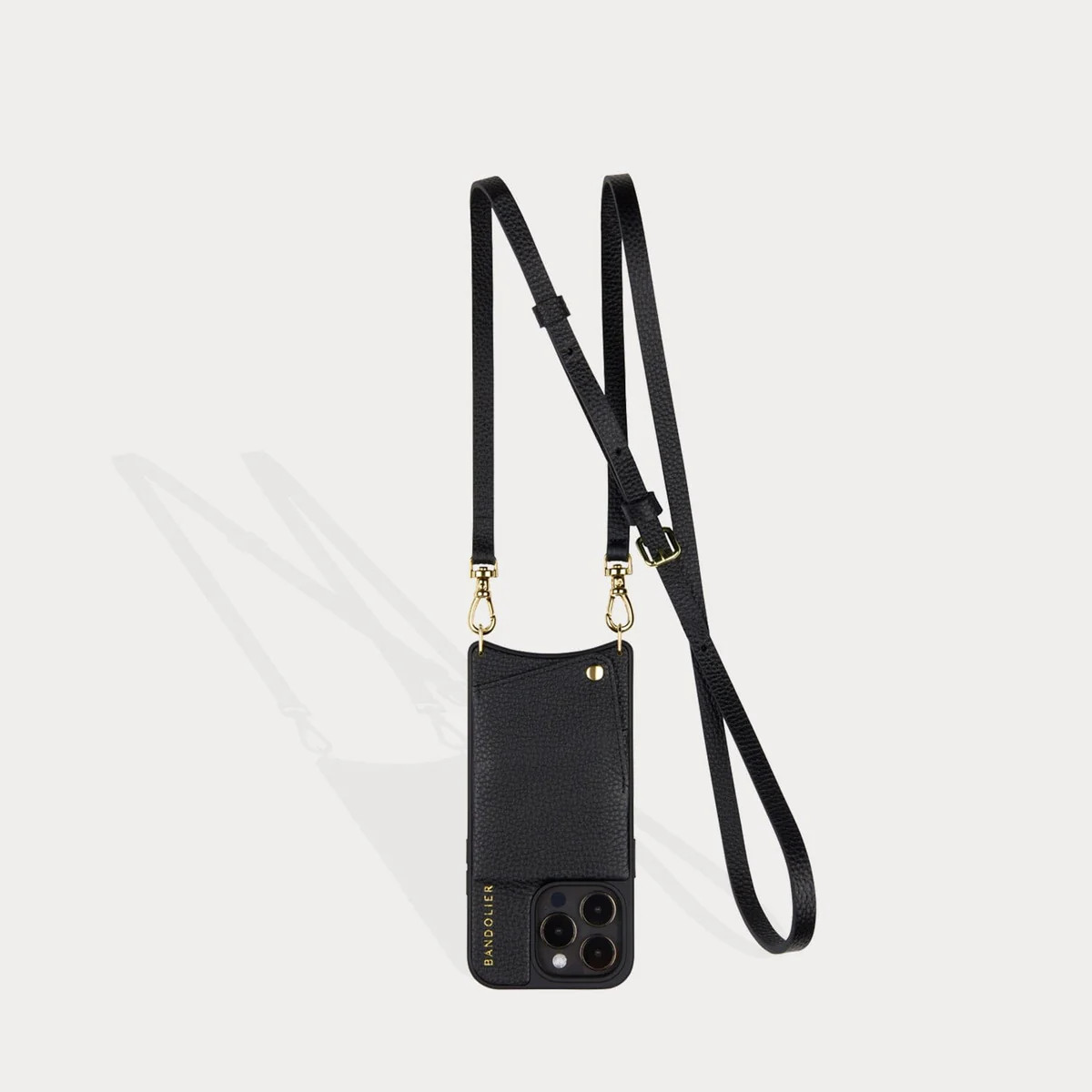 Emma Pebble Leather Crossbody Bandolier - Black/Gold | Bandolier