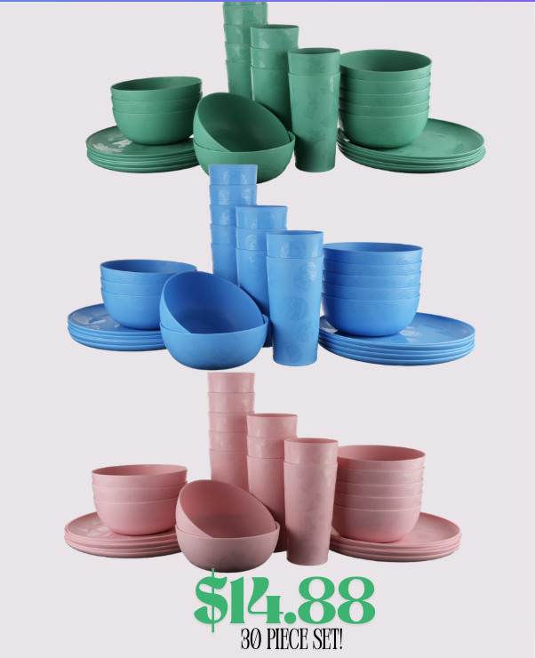 This 30-piece set from Walmart is great for spring picnics and get-togethers! The best part? Grab everything for only $14.88! Three pretty color options too!  

 

#LTKfoodie #LTKSeasonal #LTKHome
