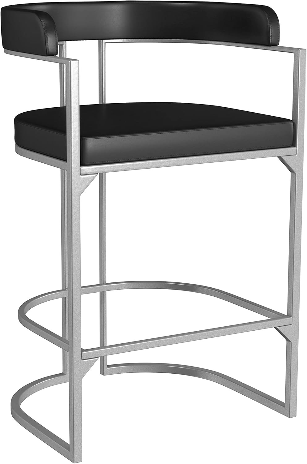 Hillsdale, Cannonwood Half Moon Shape Metal and Upholstered Back Counter Height Stool, Silver | Amazon (US)