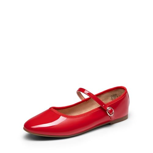 DREAM PAIRS Women's Ballet Flats Mary Jane Shoes, Round Toe Comfortable Dressy Casual Slip-on Work Daily Soft Flat Shoes,Size 6.5,Red-Pat,SDFA2441W | Amazon (US)