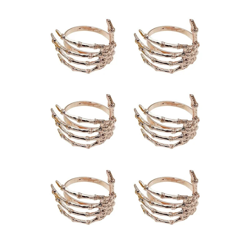 6Pcs/Set Creative Skeleton Hand Napkin Ring Exquisite Horror Alloy Napkin Holder for Halloween | Walmart (US)