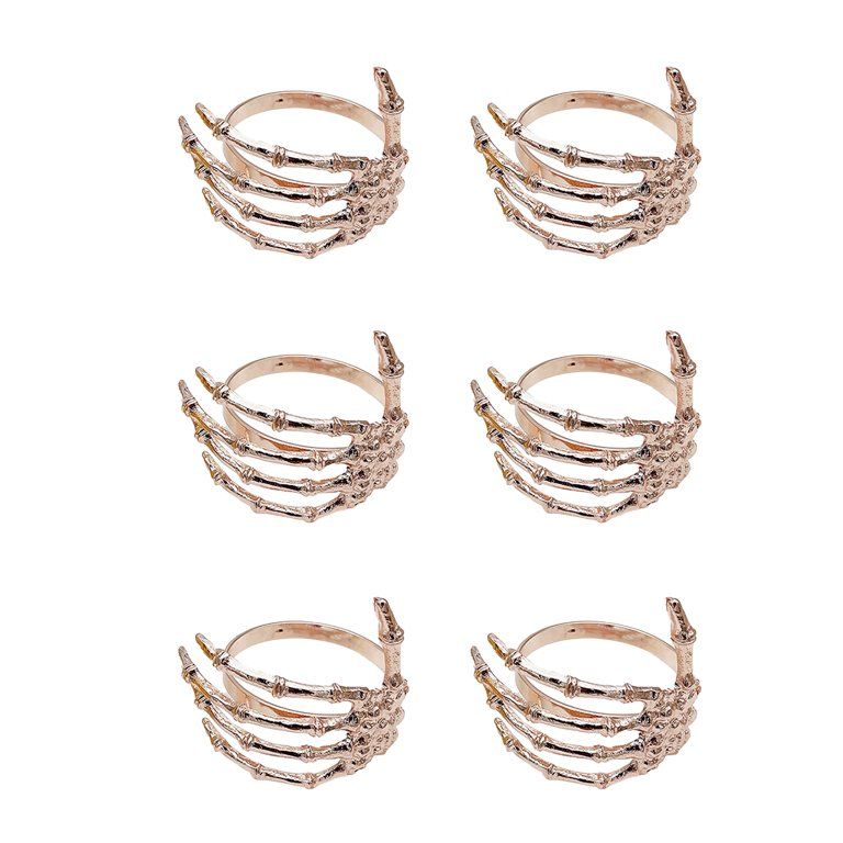 6Pcs/Set Creative Skeleton Hand Napkin Ring Exquisite Horror Alloy Napkin Holder for Halloween | Walmart (US)