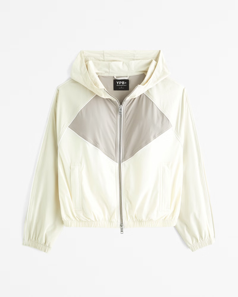 Abercrombie & Fitch Women's YPB sprintTEK Lightweight Windbreaker in Light Brown Stripe - Size S | Abercrombie & Fitch (US)