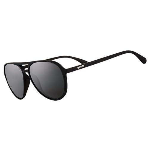 goodr Operation: Blackout Polarized Aviator Sunglasses for Men & Women, Large Sized (Mach G), Black Solid Frame with Black Non-Reflective Glare Reducing Lenses, UV400 Protection, No Slip, No Bounce | Amazon (US)