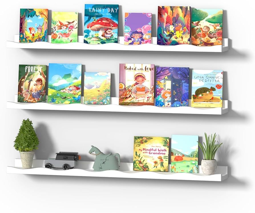 MBYD Set of 3 White Ledge Shelves, Nursery Decor, 36Inches White Picture Shelf, Book Ledge, Book ... | Amazon (US)