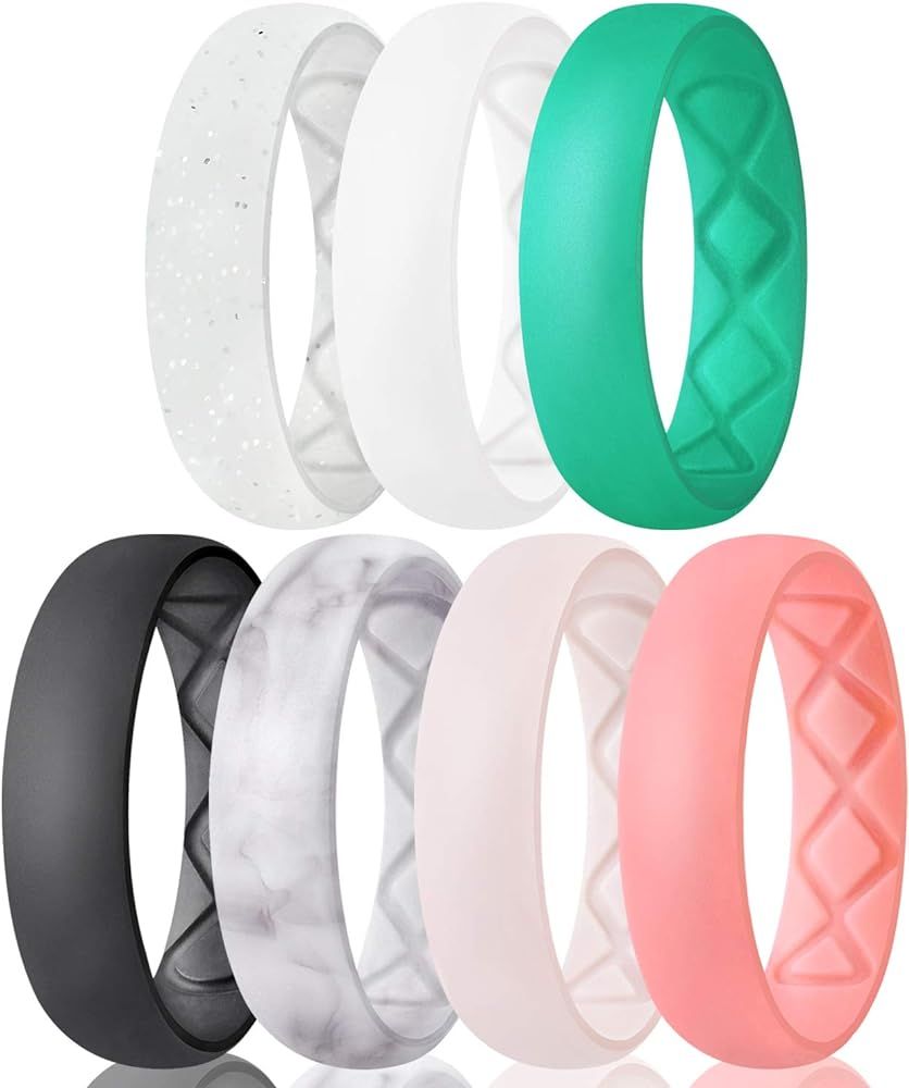 Inner Arc Ergonomic Breathable Design, Silicone Rings for Women with Half Sizes, Women's Silicone... | Amazon (US)