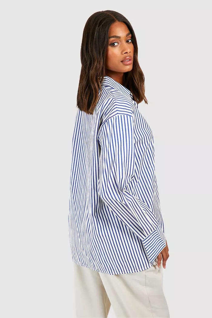 Oversized Striped Pocket Detail Shirt | Boohoo.com (UK & IE)