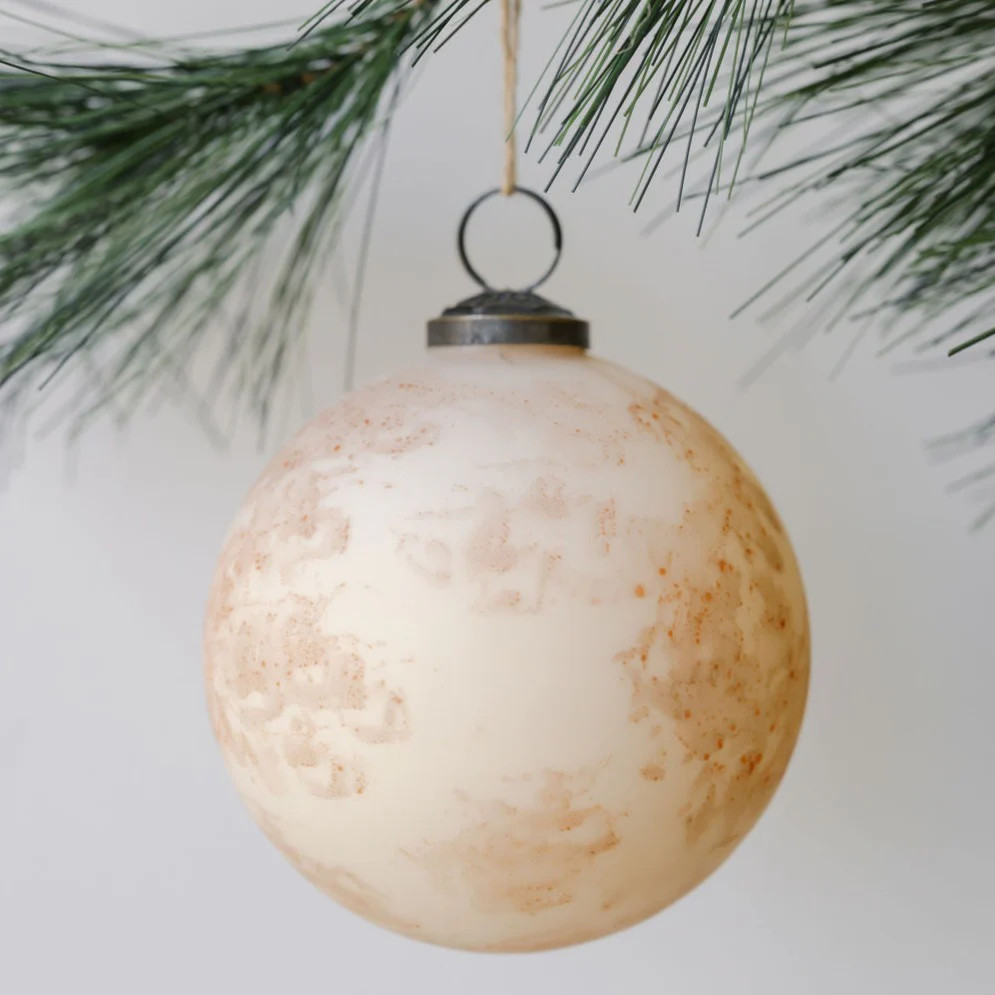 Marble Matte Cream Glass Ornament | CG Hunter