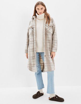 AE Elongated Plaid Shacket | American Eagle Outfitters (US & CA)