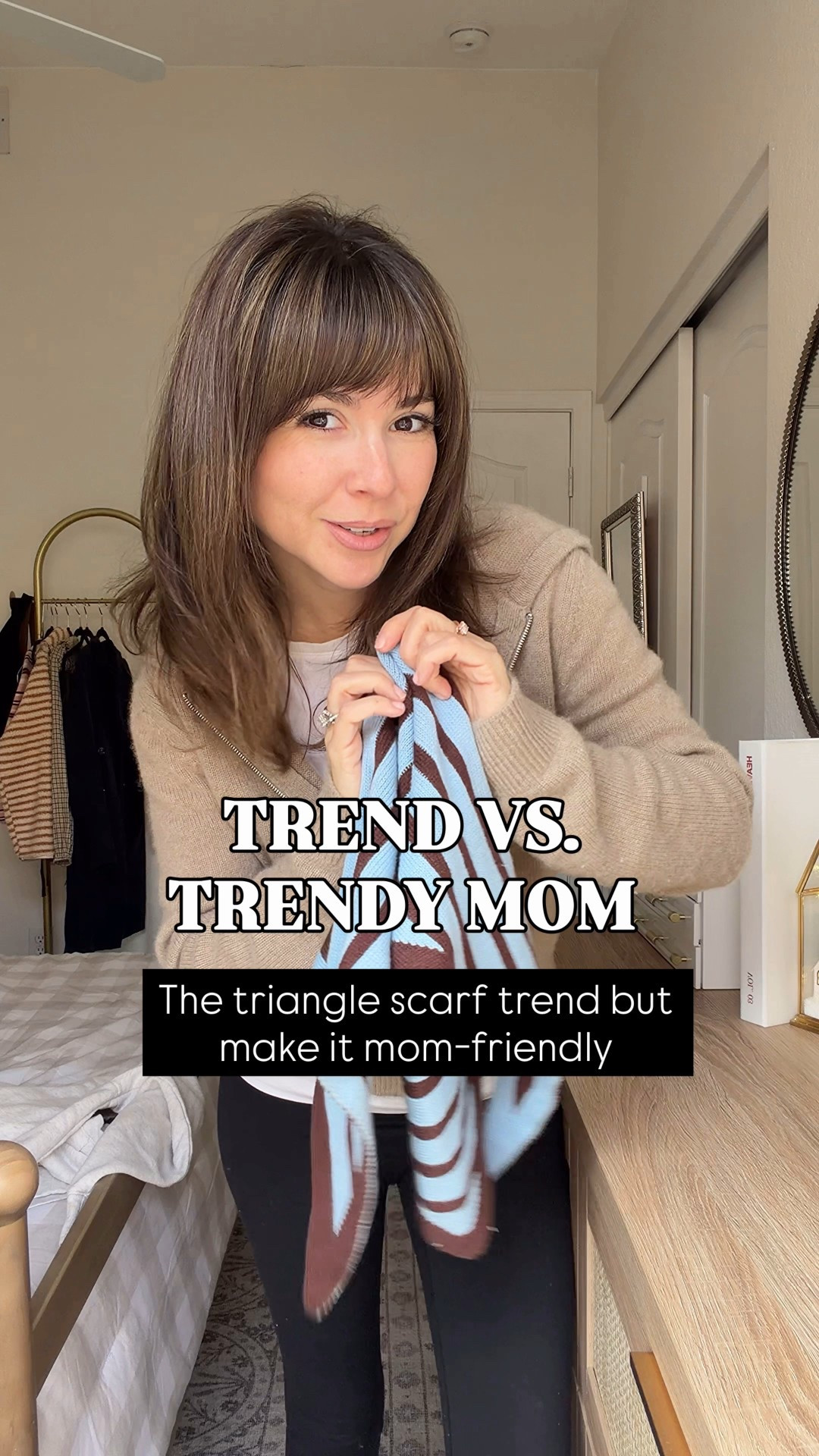 The triangle scarf trend—but make it mom-friendly. I styled it the way I’d actually wear it: burgundy leggings, a white tee, grey pullover layered under an oversized denim jacket, finished with a grey knit beanie, cozy socks, and sneakers. Comfortable, pulled-together, and easy for real life while still feeling current.

Sweater XS 
Leggings XS 
Tee XS 

#LTKootd #LTKmomlife #LTKPetite