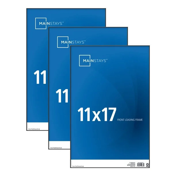 Mainstays 11x17 Front Loading Picture Frame, Set of 3 | Walmart (US)
