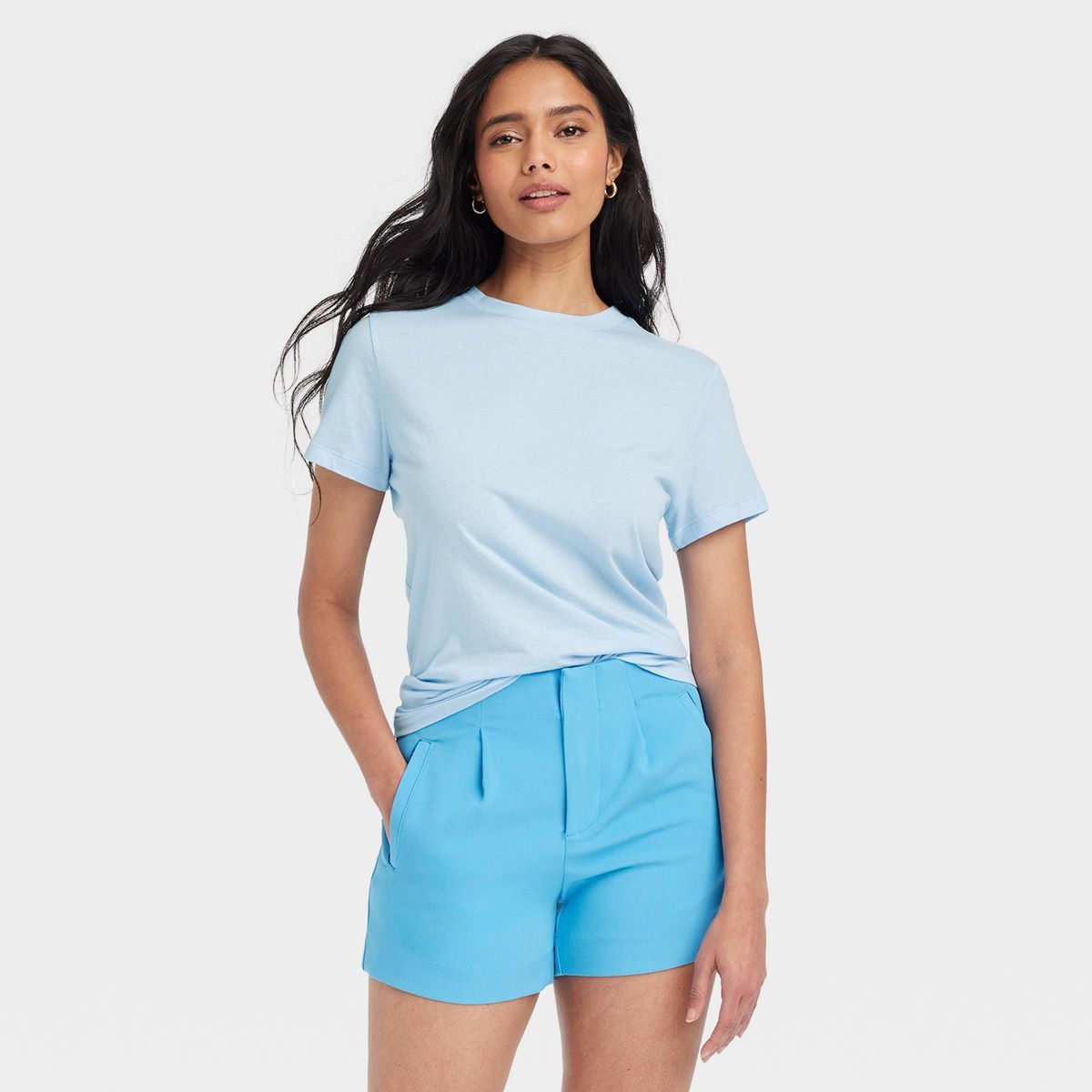 Women's Short Sleeve T-Shirt - A New Day™ Light Blue XS | Target
