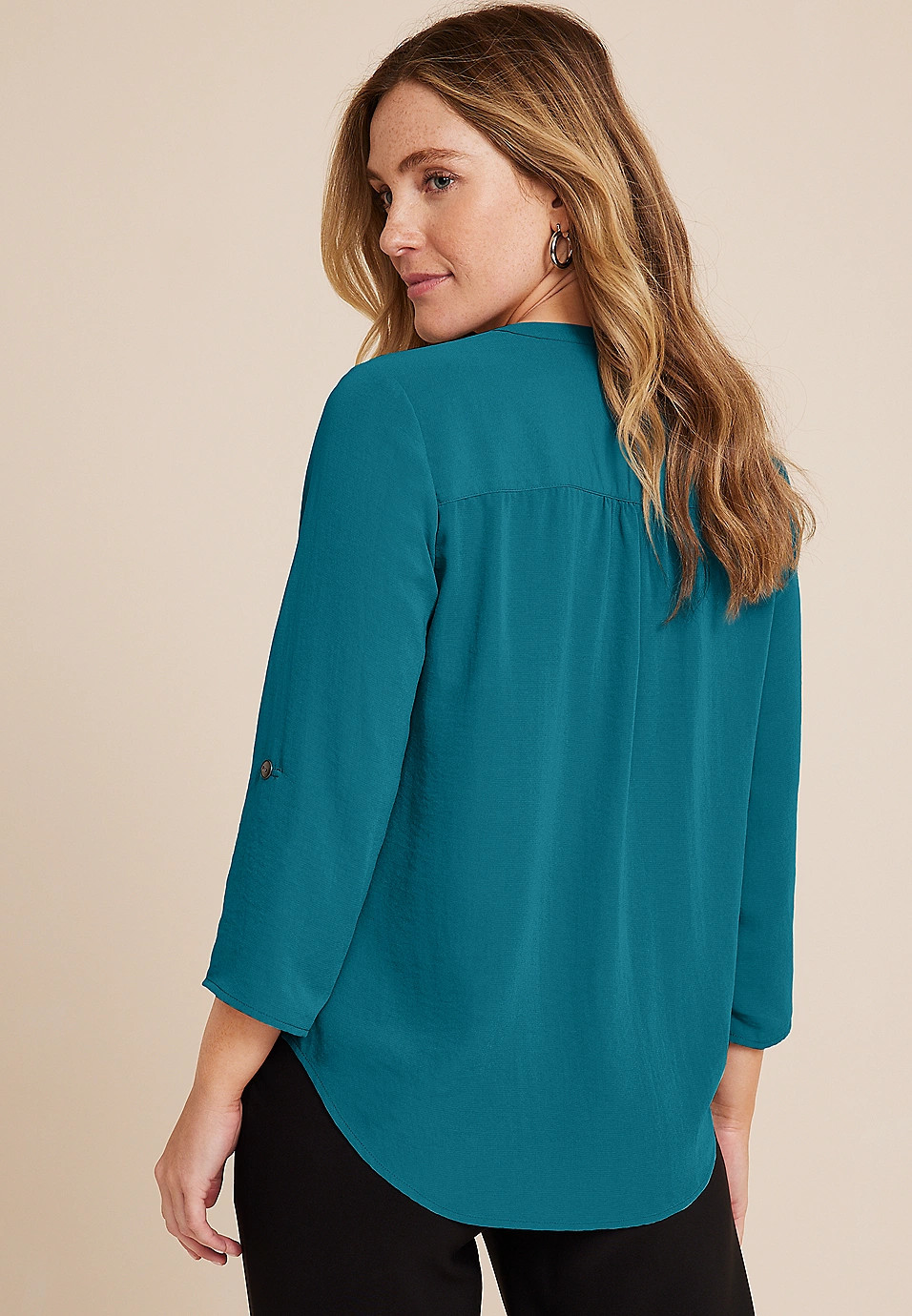 Atwood 3/4 Sleeve Popover Blouse | Maurices
