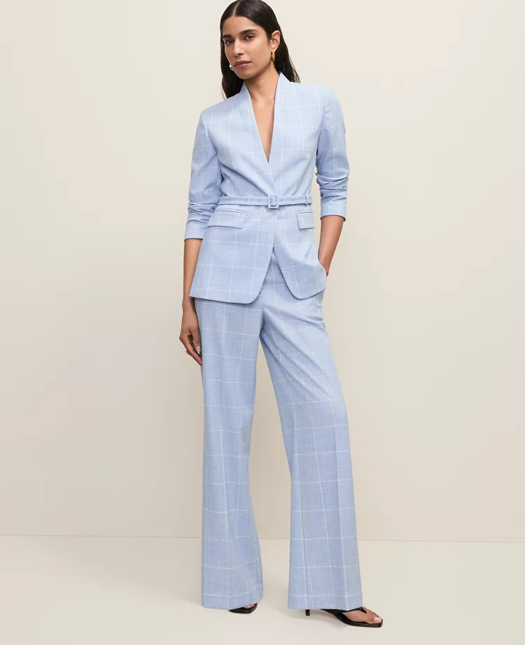 The Petite Wide-Leg Pant in Windowpane | Ann Taylor