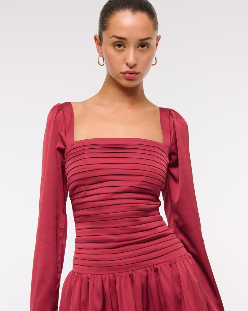 The A&F Emerson Drop-Waist Satin Mini Dress | Abercrombie & Fitch (US)