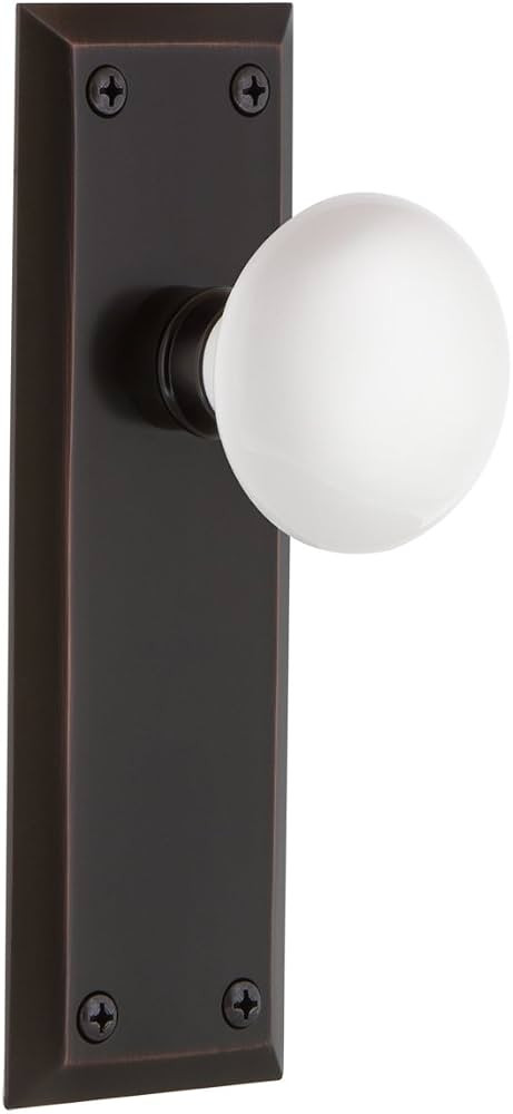 Nostalgic Warehouse New York Long Plate with White Porcelain Round Door Knob | Amazon (US)