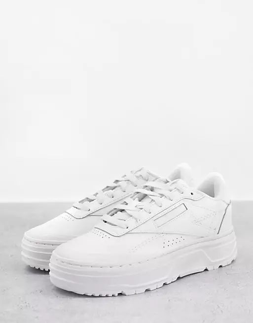 Reebok Club C Double Geo platform sneakers in white | ASOS | ASOS (Global)