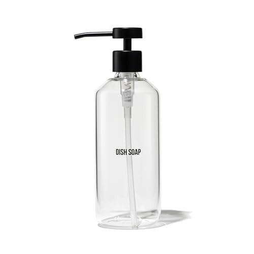 Public Goods Glass Dish Soap Dispenser Pump for Kitchen Sink | Liquid Dish Soap Refill Bottle | Made with Clear Borosilicate Glass and Black Stainless Steel | 16 Oz Dispenser | Amazon (US)