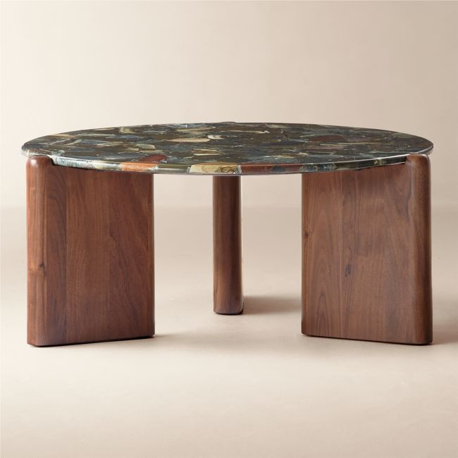 Santoro 37" Round Green Agate Coffee Table | CB2