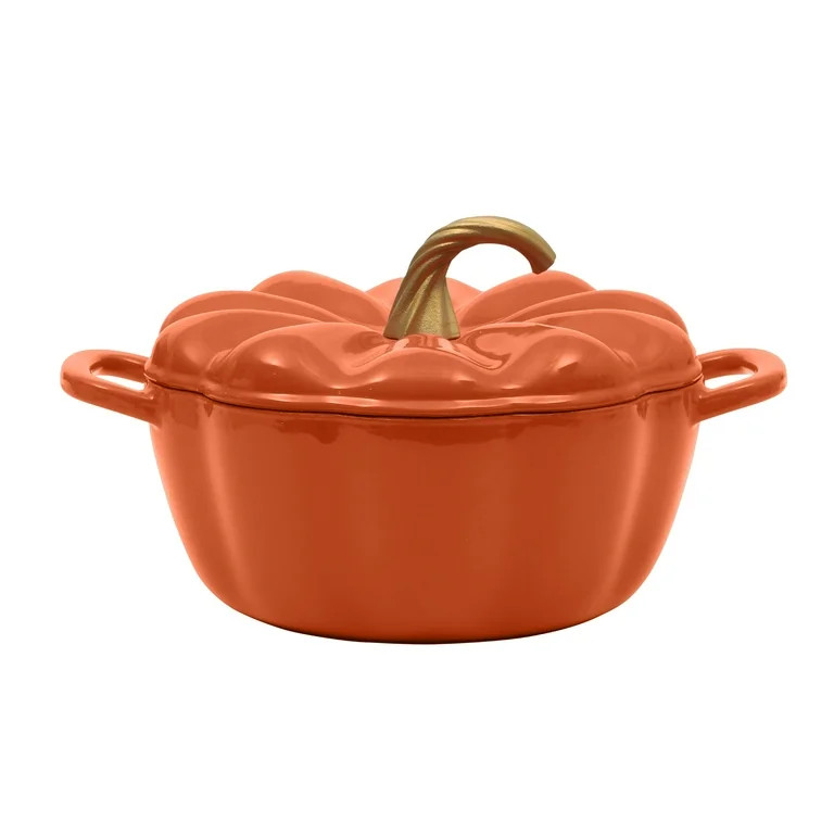 The Pioneer Woman 3.5-Quart Pumpkin-Shaped Enamel on Cast Iron Dutch Oven, Orange | Walmart (US)